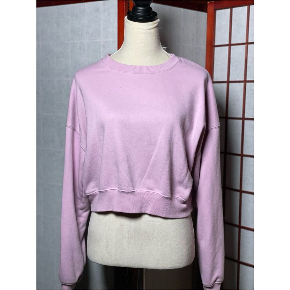 Wild Fable Women's Light Lavender Purple Crewneck Crop Sweatshirt (Size: XL) - Picture 2 of 16